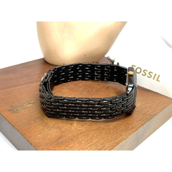 Fossil Women's Watch ES5385 Raquel Quartz Tank Gold Black Stainless Steel 23mm - Picture 7 of 12